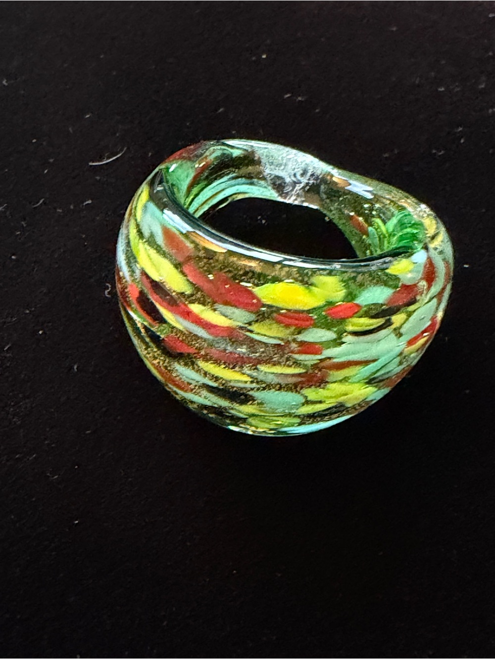 Handcrafted Multicolor Glass ring - Picture 2 of 3